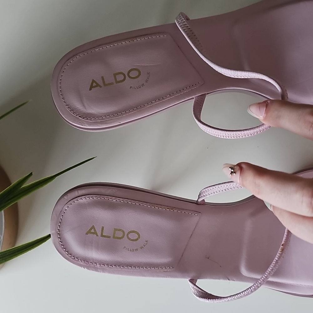 Aldo Light Pink Square-Toe Slingback Heeled Sandals - Picture 7 of 11